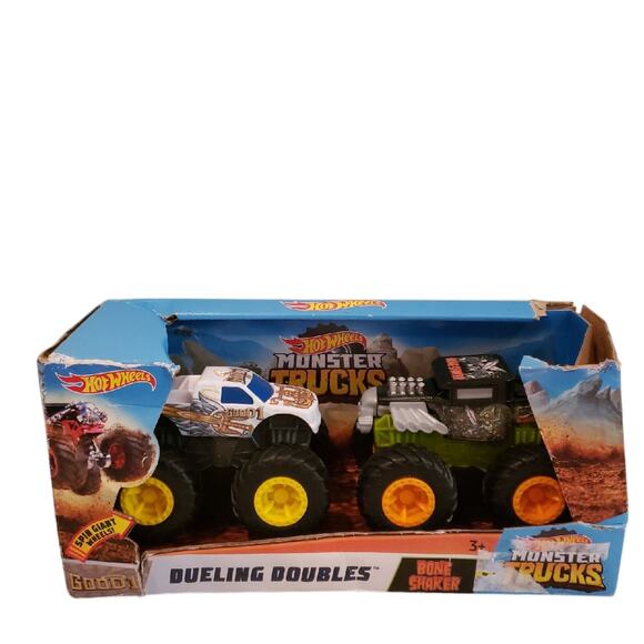 Hot Wheels Dueling Doubles Bone Shaker And Good1 Monster Trucks - Picture 1 of 2